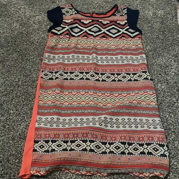 THML Dresses & Skirts - THML Tribal Pattern Neon Dress Women’s Small Navy Blue and Pink Flowy